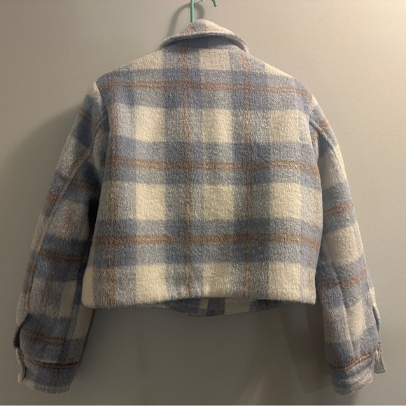 Dynamite crop plaid wool blend Shacket with lining| size xs - Picture 3 of 4